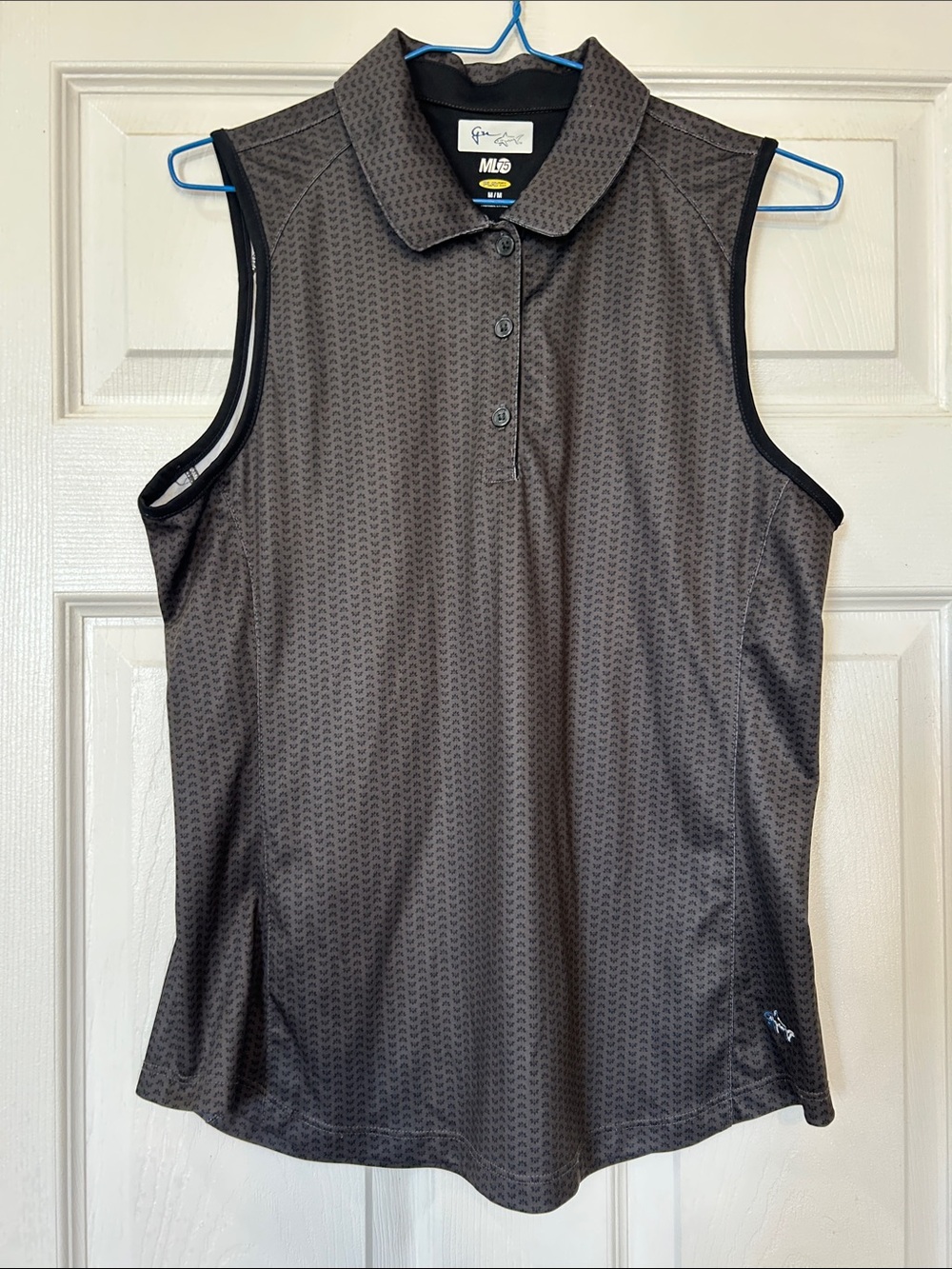 Greg Norman Collection Sleeveless Polo Camisole - Charcoal with Black Trim